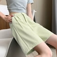 thumbnail image 2 of cfhntfmh Dress Shorts for Women Casual High Waisted Wide Leg Comfy Shorts Knee Length Summer Workwear Clothes with Pockets, 2 of 4