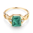thumbnail image 2 of Gem Stone King 3.56 Ct Emerald Cut Green Malachite 18K Yellow Gold Plated Silver Ring, 2 of 5