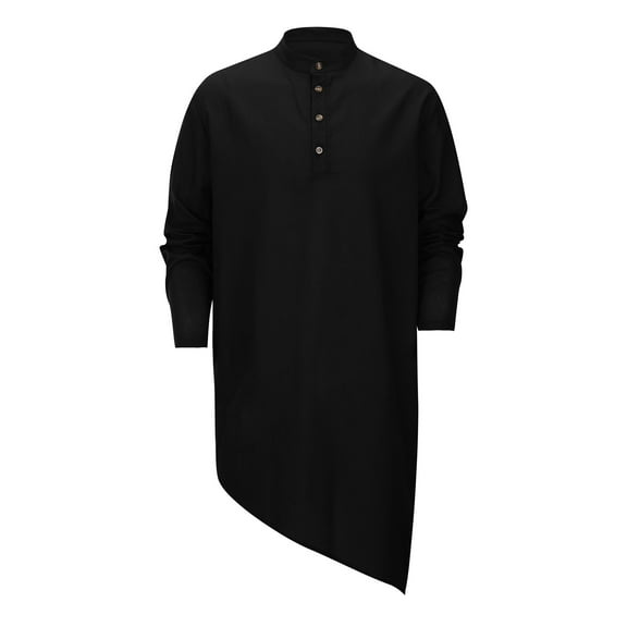 Men's Kaftan Button Down Shirt Long Sleeve Casual Linen Robe Gown Comfortable Breathable Stylish Loose Fit Men's Oversized Tshirts Workout T-Shirt