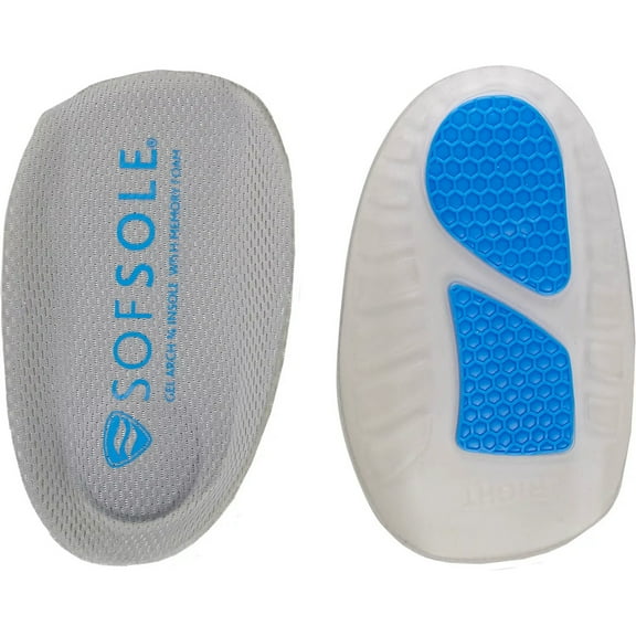 Sof Sole Gel Arch 3/4 Length Shoe Insoles with Memory Foam - Men's 7-12