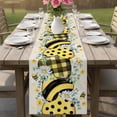 thumbnail image 4 of Bee Love Table Runner - 90 Inch Long Daisy Eucalyptus Leaves Linen Rustic Beige Cotton and Linen Blended Dress Scarves Farmhouse Table Runner for Kitchen Dining, Coffee Table, 13" x 90", 4 of 8