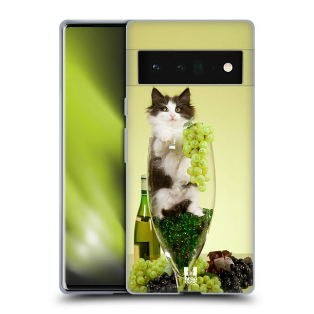 Head Case Designs Funny Animals Cat In A Wine Glass with Grapes Soft Gel  Case Compatible with Google Pixel 6 Pro 