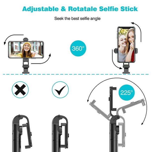 Perche Selfie, 4 en 1 Perché à Selfie Bâton Selfie Extensible