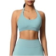 thumbnail image 2 of Neewe Women's Seamless Sports Bra Knitted Yoga Suit Gathering Breathable Workout Gym Tank Top for Women-Green XS, 2 of 9