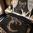 thumbnail image 2 of meiyoeat Fashion Leopard C Letter Bedding for Women Girls, Cheetah Print Bow Duvet Cover Full, Brown Black, Black Reversible, 3 Pieces, 1 Duvet Cover and 2 Pillowcases, 2 of 6