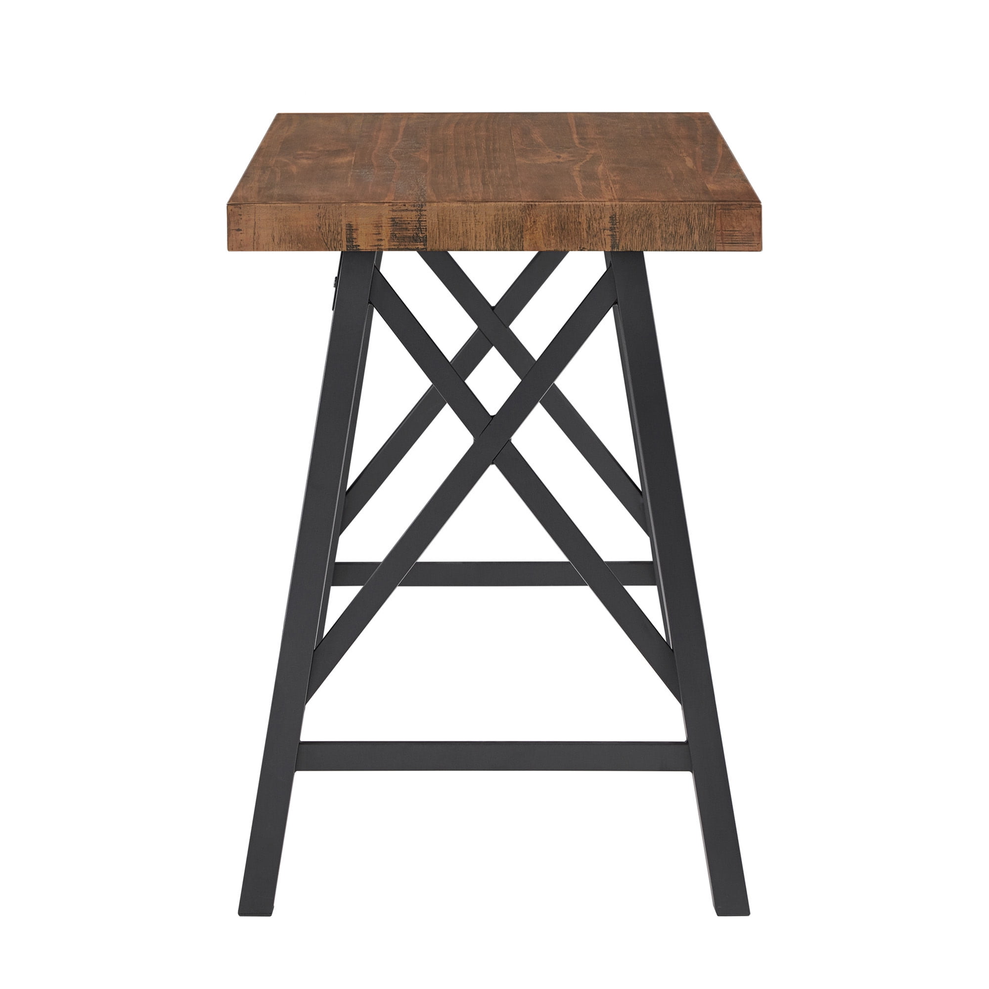 Weston Home Westyn Rustic X-Base Desk,Brown Finish