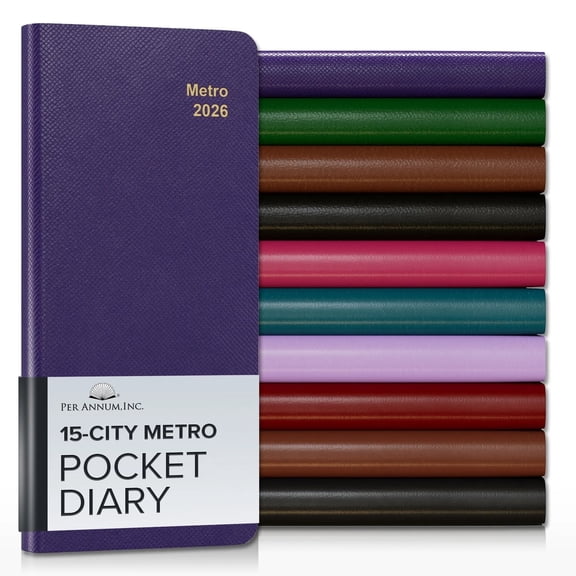Per Annum Metro City Diary Planner 2026 - Key West Dark Purple - 7x3.25"
