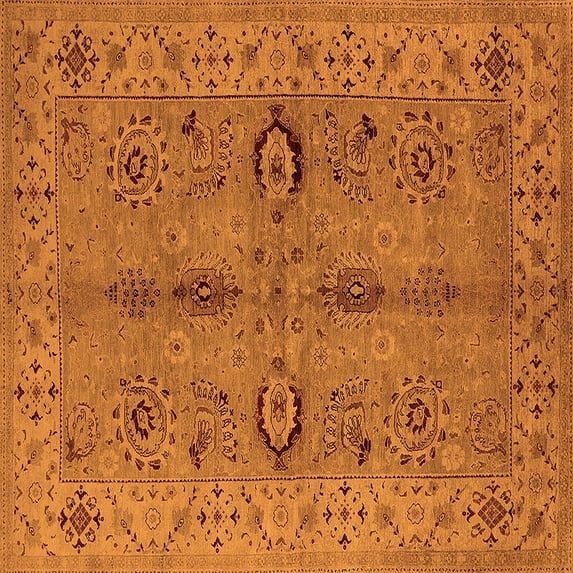 Ahgly Company Indoor Square Oriental Orange Traditional Area Rugs, 7' Square