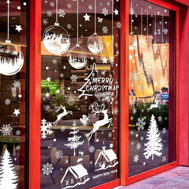 Pegatinas Ventana Navidad Santa Muñeco De Nieve Alce De La Puerta Pegatinas Navidad Cristal Decoración De La Ventana Reutilizable Bricolaje Pegatinas