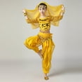 thumbnail image 6 of Girls Yellow Belly Dance Outfit 5-13 Years, Complete Kit with Sequin Coin Trim, Harem Pants & Bracelets for Dance Classes & Talent Shows,Size 11-13 T, 6 of 7