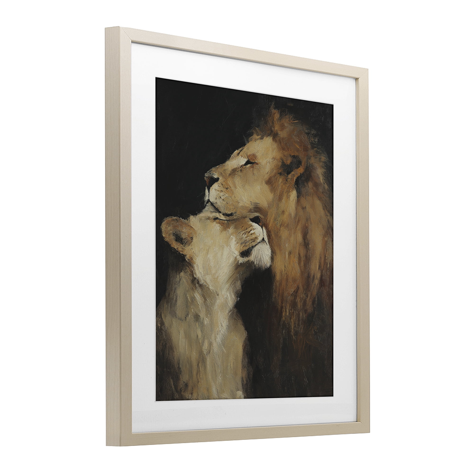 Stupell Industries Regal Pair of Lions Birch Framed Print Under Glass, design by Svetlana Aleynikova