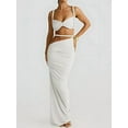 thumbnail image 4 of Women'S 2 Piece Sets Summer Beach Sexy- Ruched Backless - Top and Cut Out Skirt Night Out Dress White M, 4 of 6