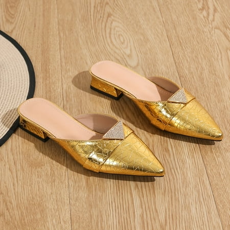 

Women s Rhinestone Decor Sandals Soft Sole Lightweight Glitter Slides Non-slip Vacation Beach Slides
