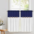 thumbnail image 3 of Alishomtll Linen Farmhouse White Boho Button Solid Print Rod Pocket Light Filtering Curtains, 26" x 36" (2 Panels),Blue white, 3 of 8