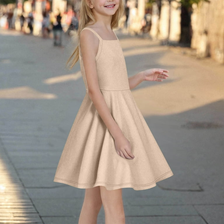 Flower Girl Dresses for Girls 7-16 Casual Tank Dress Ruffle Hem Sleeveless  Cami Dresses Short Party Dresses Cute Birthday Dress Summer Fashion 2025  Vestidos Para NiAs Elegantes - Walmart.com