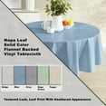 thumbnail image 2 of Newbridge Blue Napa Leaf Solid Color 70 inch Round Umbrella Vinyl Flannel Backed Tablecloth, 2 of 8