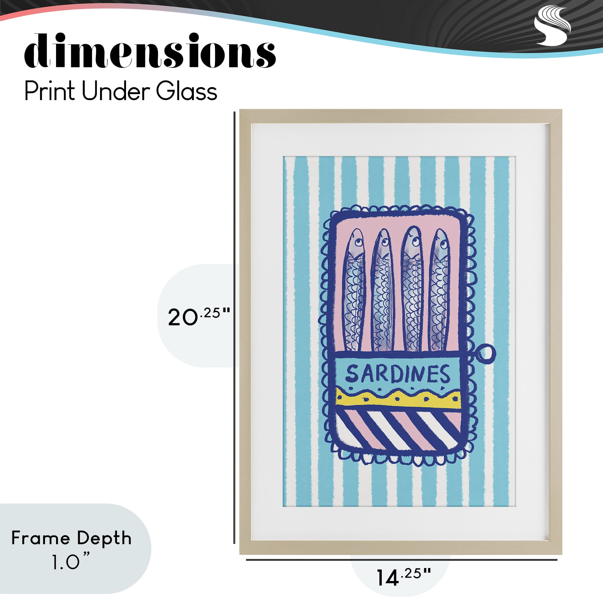 Stupell Industries Pastel & Stripes Sardines Birch Framed Print Under Glass, design by Florentina Dolci