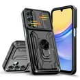 thumbnail image 3 of Venoro for Samsung Galaxy A15 5G Card Slot Holder Phone Case with Screen Protector with Slide Camera Lens Cover and Stand, Black, 3 of 16