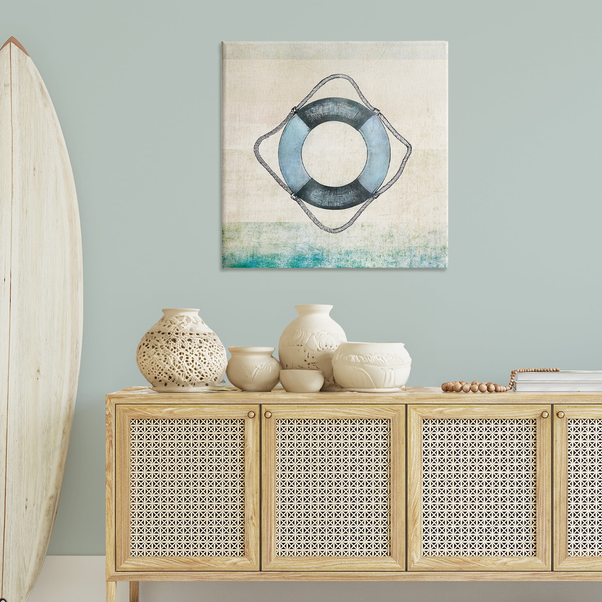 Stupell Industries Rustic Maritime Life Ring Nautical & Beach Painting Wrapped Canvas Art Print Wall Art, 36 x 36