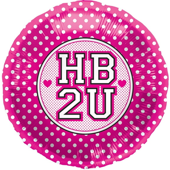 Northstar Happy Birthday HB2U Polka Dots Jr Shape 18" Foil Balloon, Pink White