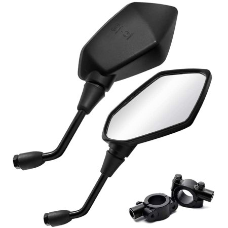 Universal 10mm Motorcycle Mirrors With 22mm (7/8") Handlebar Clamps - 6.1" Glass Lens, 360° Adjustable - For Kawasaki, Honda, Suzuki, Cruisers