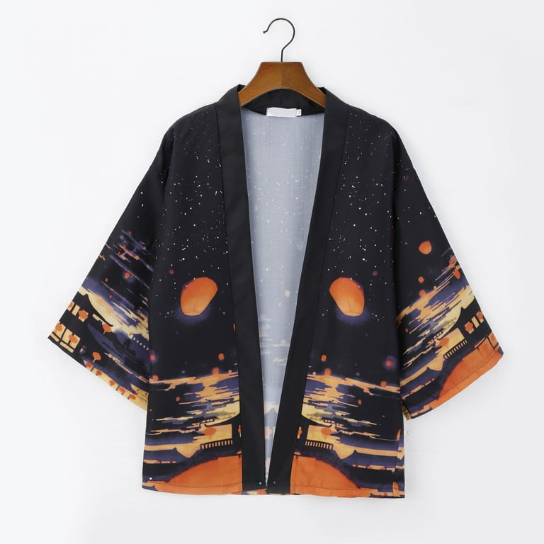 Hsmqhjwe Men's Sweater Elbow Patches Boyfriend Cardigans Women Fashion Men's Kimono Cardigan Top Oversize Shirts Popular Pattern Printed Top Shirt