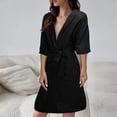 thumbnail image 2 of MEICHEN Bath Robes for Women Fashion Short Sleeved Long Bathrobe Home Clothes Solid Color Linen Pajamas Robe Women's Essentials Summer Loungewear, 2 of 7