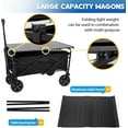thumbnail image 2 of Dkelincs Folding Wagon Cart Portable Garden Cart with Foldable Table Board & Adjustable Handle for Camping Picnic, Black, 2 of 7