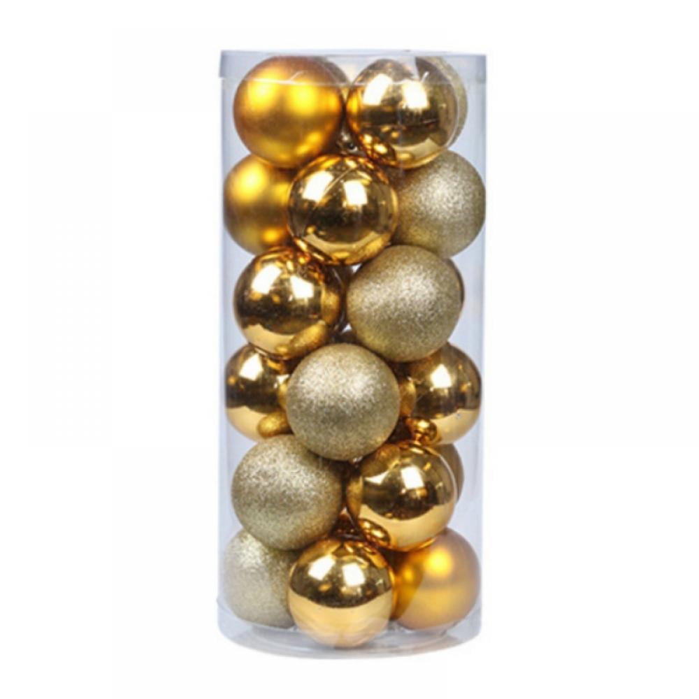 Glitter 24 Pack Of Christmas Tree Baubles Decorations 6cm Xmas Balls Plain 