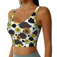 thumbnail image 2 of Balery Black Cow Sunflowers Sujetadores deportivos con espalda cruzada para mujer, acolchados, sin costuras, de alto impacto, ideales para yoga, gimnasio, entrenamiento y fitness.-Medium, 2 of 8