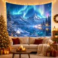 thumbnail image 3 of Icelandic Aurora Borealis Over Frozen Lake with Snowy Peaks and Lanterns, Dreamy Fantasy for Nature Lovers, Celestial Wall Art, Christmas Gift Tapestry Wall Hanging for Bedroom and Living Room, 3 of 7