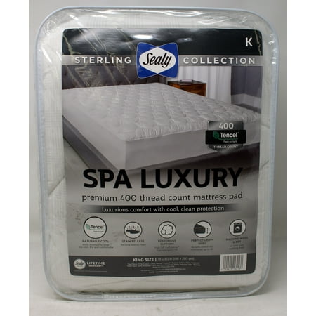 Sealy Sterling Collection Spa Luxury 400 Threads King Mattress Pad