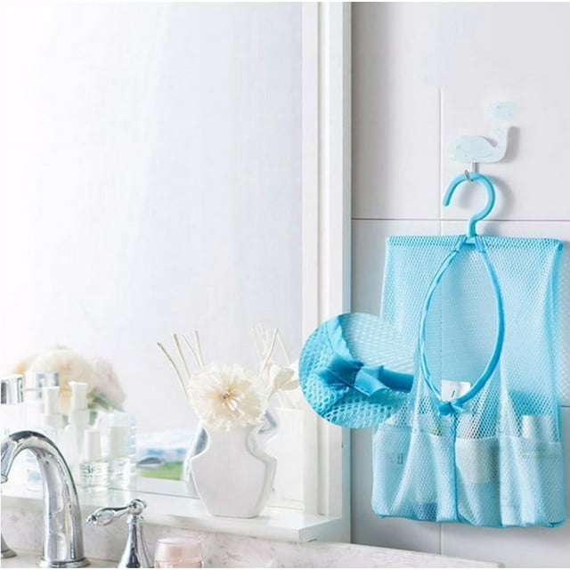Fiudx Bolsa de Almacenamiento para Baño, Organizador de Malla con Ganchos, Diseño Compacto, Material Duradero de Pp y Poliéster, Práctico Organizador de Baño, Fácil de Colgar, Tamaño 26 X 30 Cm.