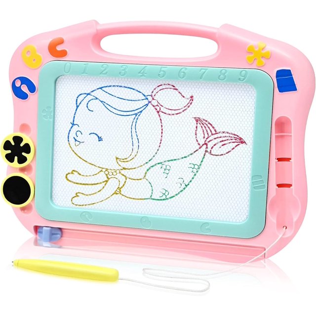 Pizarra magnética Pinkmagic, tablero de dibujo borrable para niños, juguetes creativos con 2 sellos para regalos de cumpleaños para niños