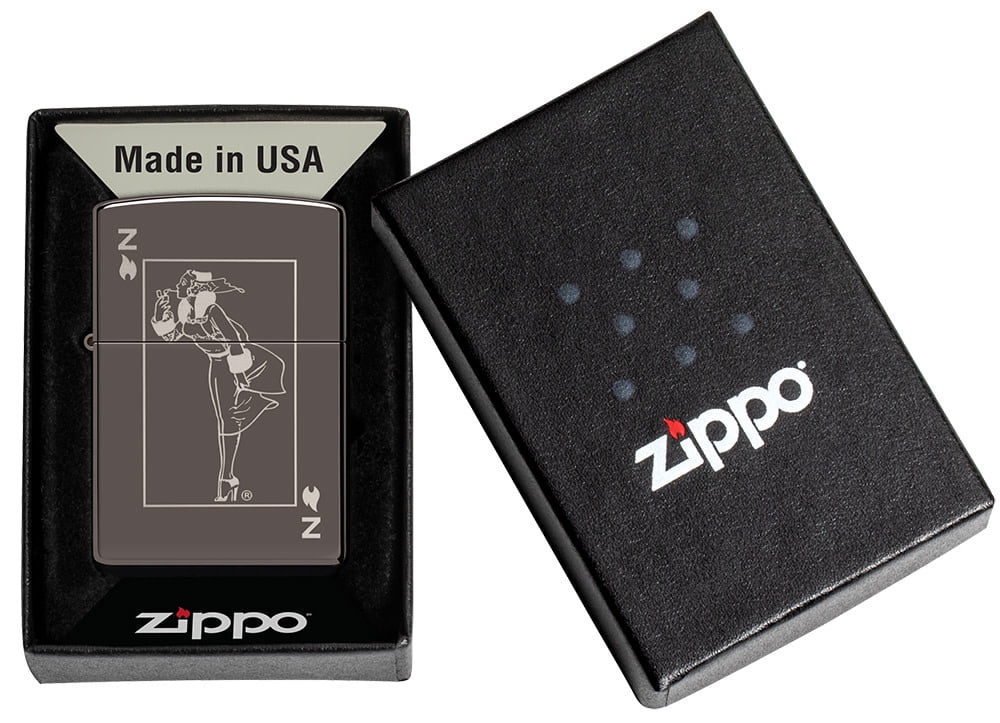 Zippo Windy Card Design Black Ice Pocket Lighter