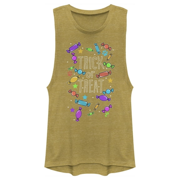 Junior's Lost Gods Halloween Candy Explosion Festival Muscle Graphic Tee Gold Heather X Large