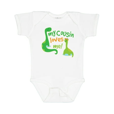 

Inktastic My Cousin Loves Me Dinosaur Gift Baby Boy or Baby Girl Bodysuit