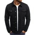 thumbnail image 2 of Men's Autumn Winter Button Solid Color Vintage Denim Jacket Tops Blouse Coat 2XL, 2 of 5