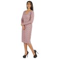 thumbnail image 3 of Bimba Printed Knee Length Jersey Dress For Women Casual Full Sleeve V Neck Midi Dress, 3 of 7