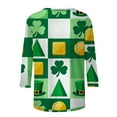thumbnail image 6 of LEKWK St Patricks Day Shirt Beer Mug Irish Harp Argyle Round Neck 3/4 Sleeve Casual Tops Green Diamond Pattern Pub Party Tee, 6 of 8