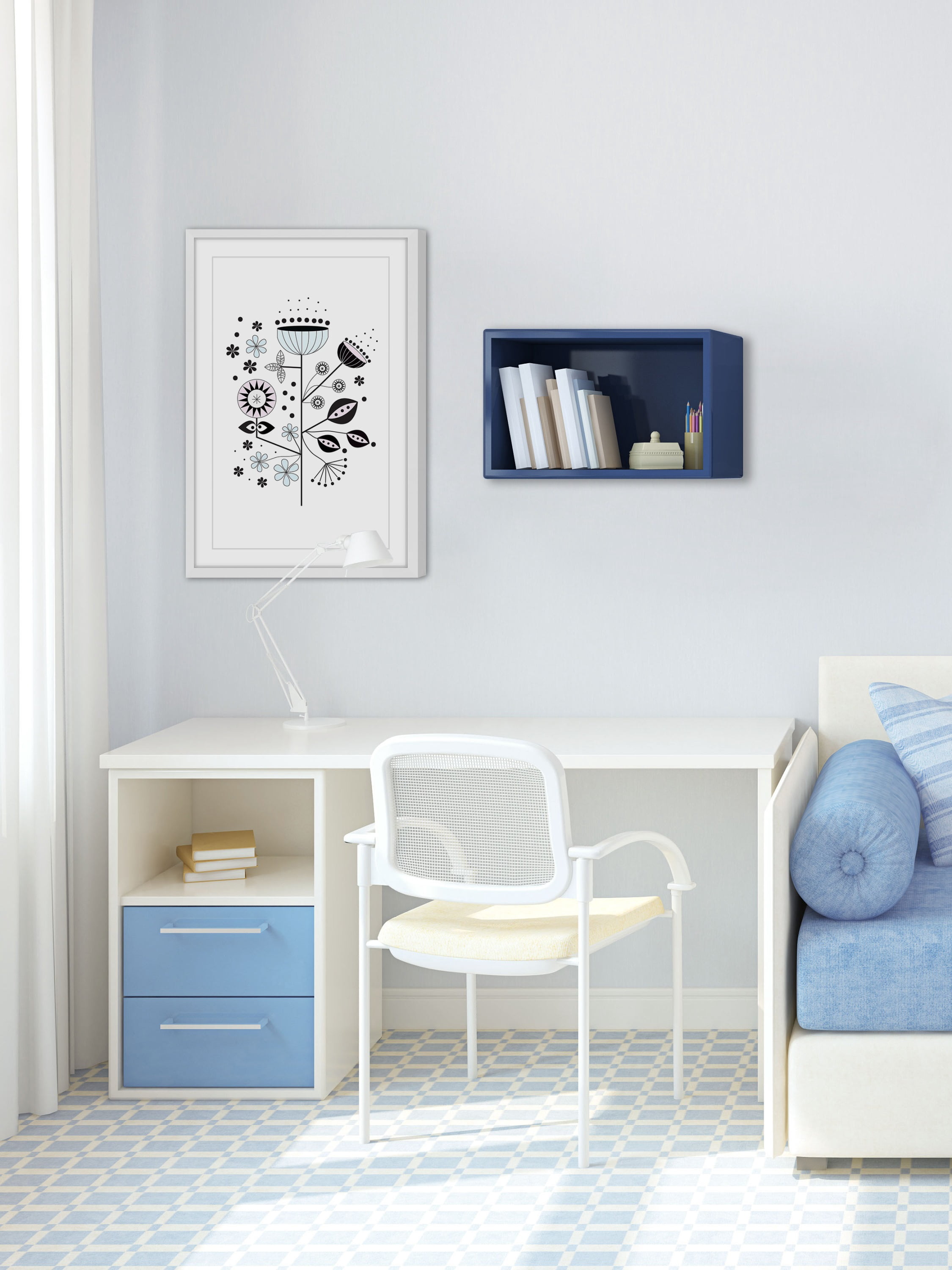 "Floral Geometry" Framed Painting Print