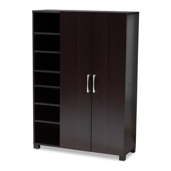Bowery Hill Wenge Brown Finished 2-Door Wood Shoe Cabinet