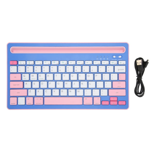 Teclado inalámbrico Bluetooth ergonómico recargable teclas silenciosas teclado de tableta para teléfonos púrpura rosa