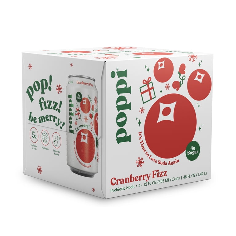 Poppi Cranberry Fizz Prebiotic Soda, 12 fl oz, 4 Pack Cans photo 1