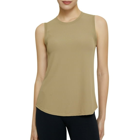 Youmylove Womens Casual Tops Yoga Top Sleeveless Curved Hem Running Sports Fitness Loose Fitting Casual T Shirt With Bottom Going Out Cami Tops