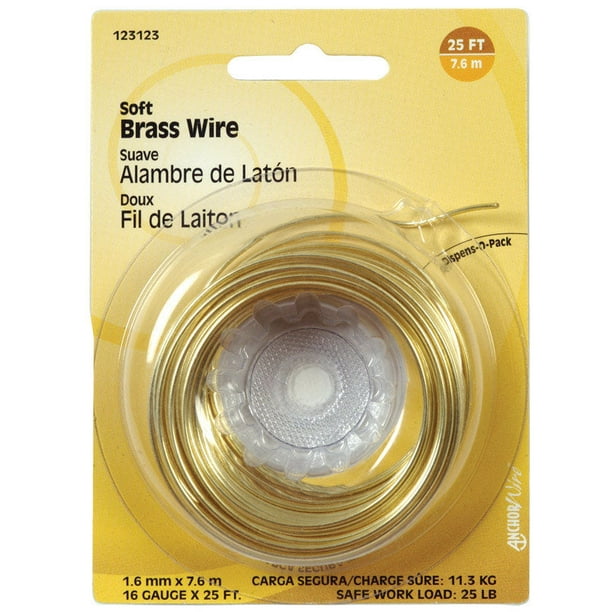 Cable de latón Hobby Wire Hillman de 25 pies en L, calibre 16 (paquete de 10)
