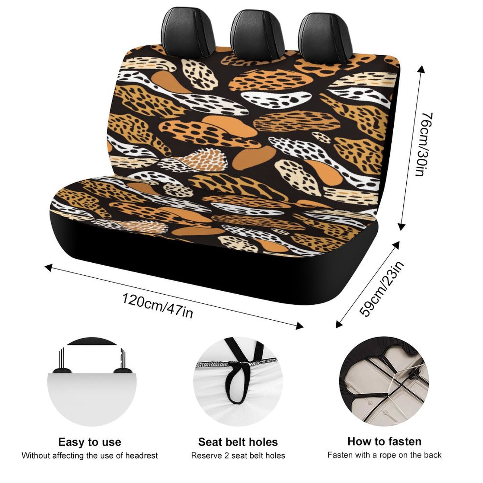 Animal Print Patterns Printed Universal Back Bench Car Seat Cover Pack of 2 Rear Seat Covers for for Most Cars,Trucks,SUVs Or Van