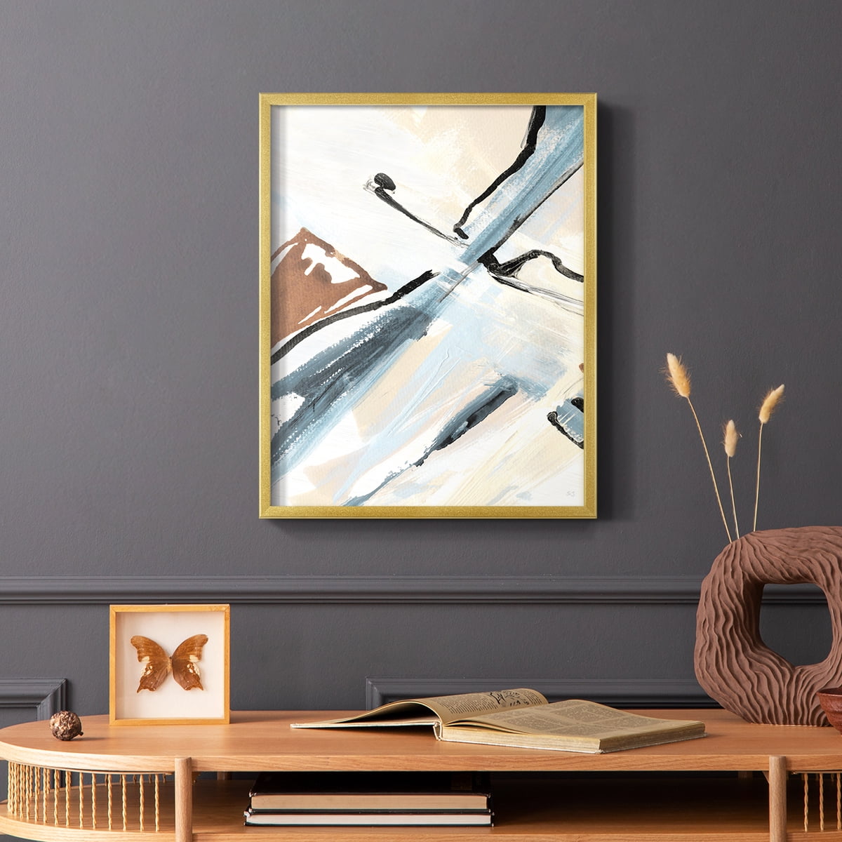 Dancing Wind Revisit I Framed Print in Gold Solid Wood Framed Print No Nail Hanging