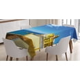thumbnail image 1 of Ambesonne Italian Tablecloth Rectangular Table Cover, Ligury Camogli Building, 52"x70", Blue White and Yellow, 1 of 3