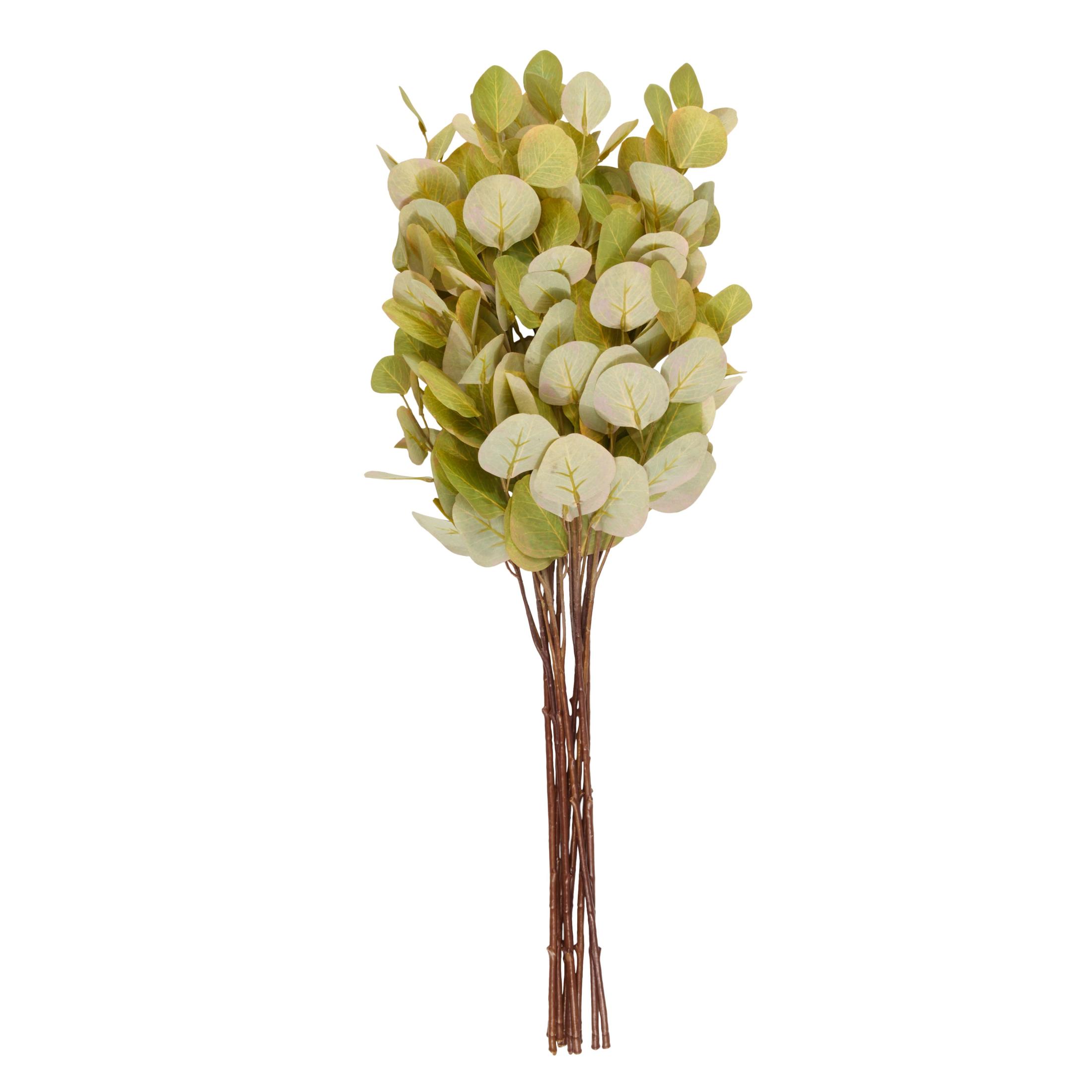 33" Leaf Tall Eucalyptus Stem Plastic Artificial Foliage, by DecMode (12 Count)